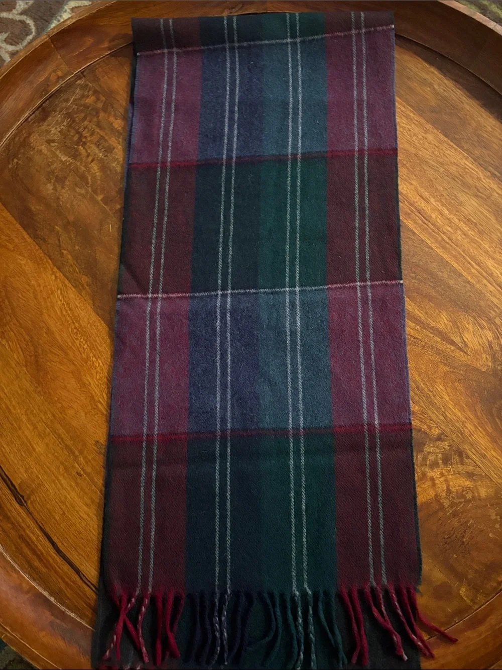 VTG Cashmere Wool Scarf Made in West Germany Plaid 53”X 12” Unisex